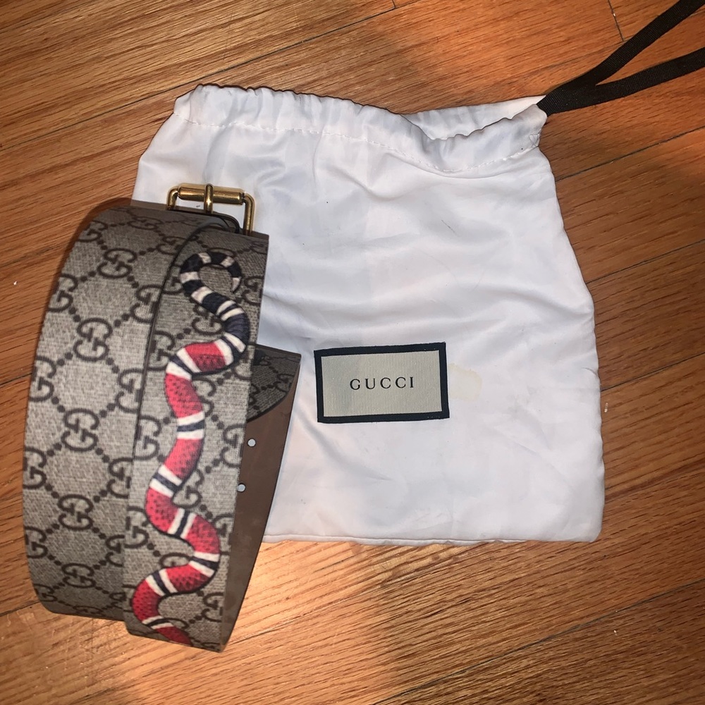Gucci monogram supreme king snake belt